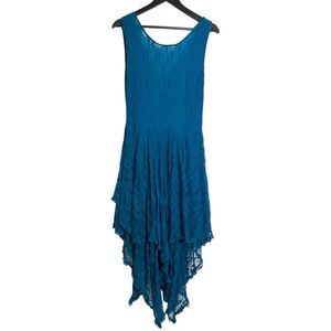 Adore Turquoise Lace Handkerchief Layered Hem Dress Y2K Fairycore Size Large